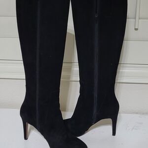 Nine West Elegant Black Suede Knee-High Heeled Boots Size 9 M